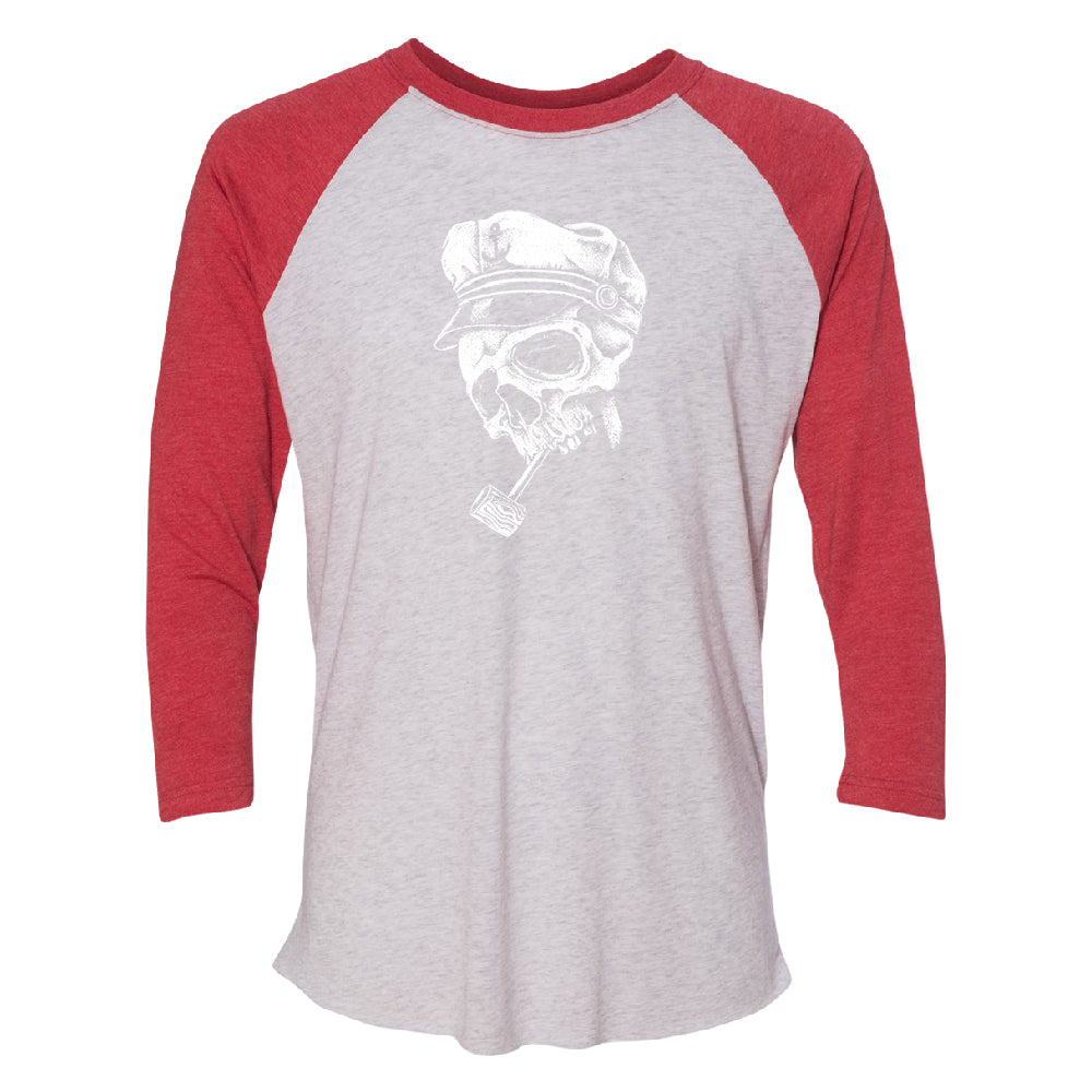 Skull Captain Hat & Pipe 3/4 Raglan Tee 