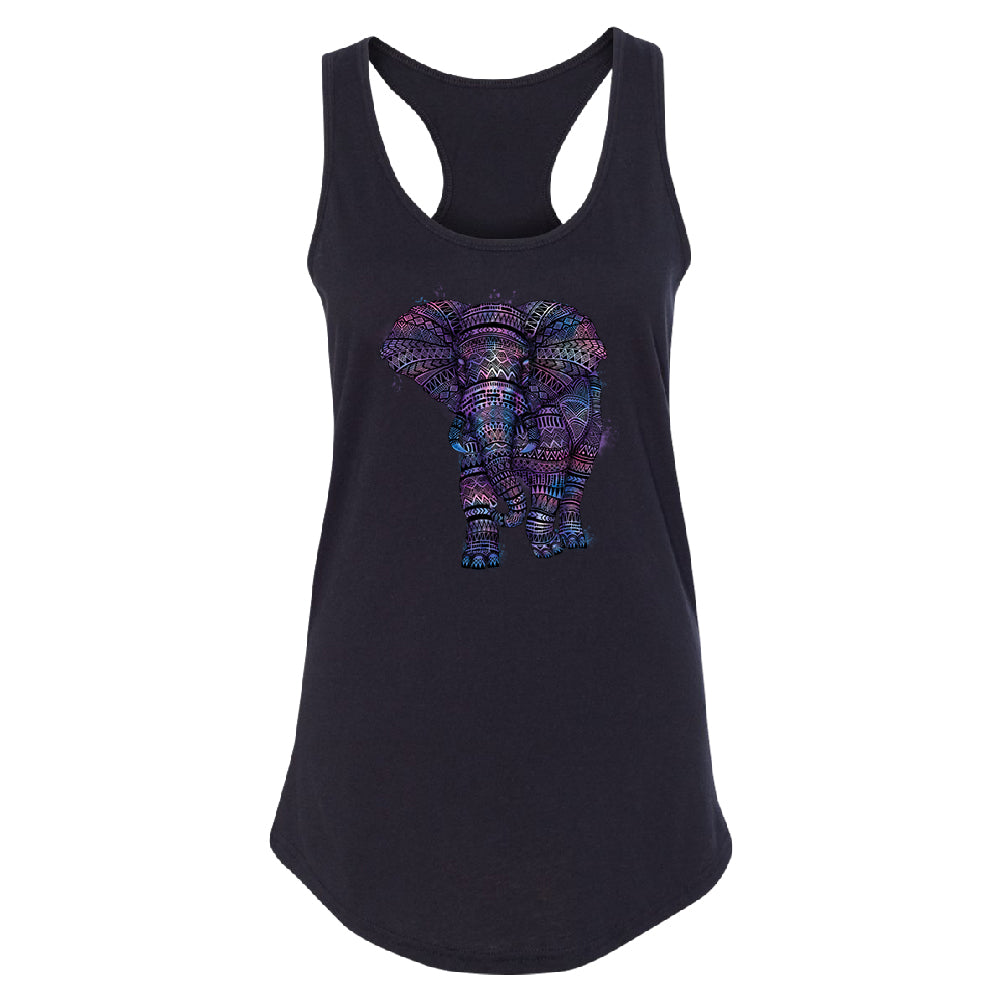 Mandala Zentangle Pastel Elephant Women's Racerback Souvenir Shirt 