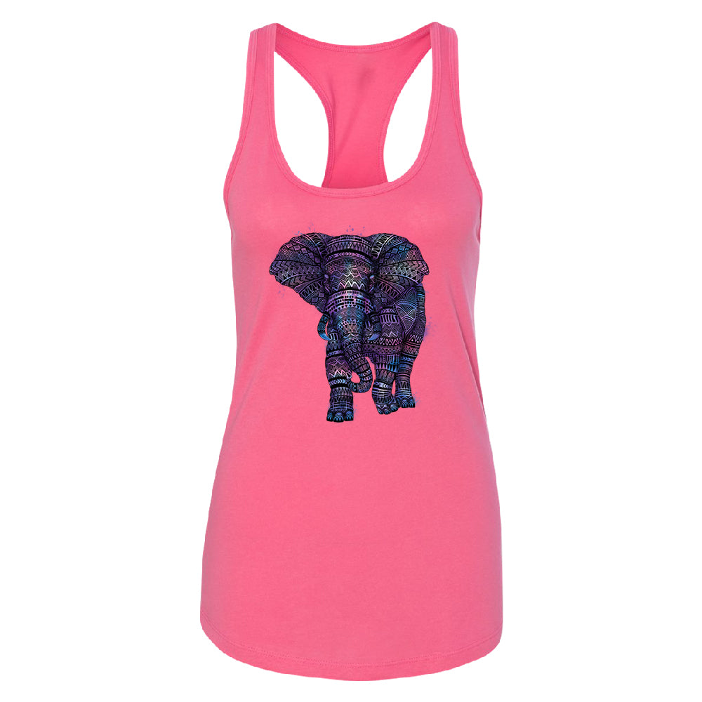 Mandala Zentangle Pastel Elephant Women's Racerback Souvenir Shirt 