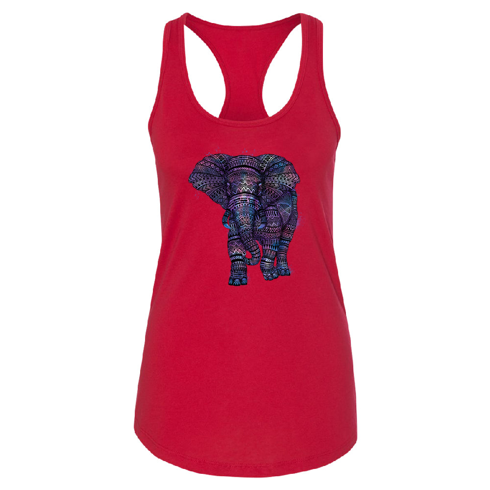 Mandala Zentangle Pastel Elephant Women's Racerback Souvenir Shirt 