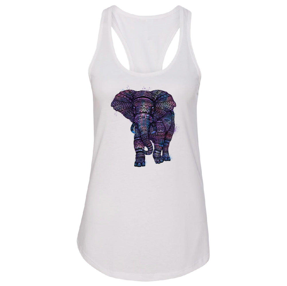 Mandala Zentangle Pastel Elephant Women's Racerback Souvenir Shirt 