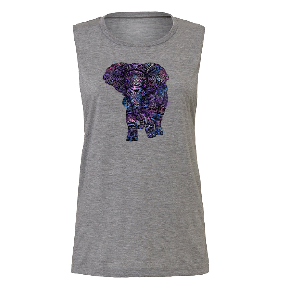 Mandala Zentangle Pastel Elephant Women's Muscle Tank Souvenir Tee 