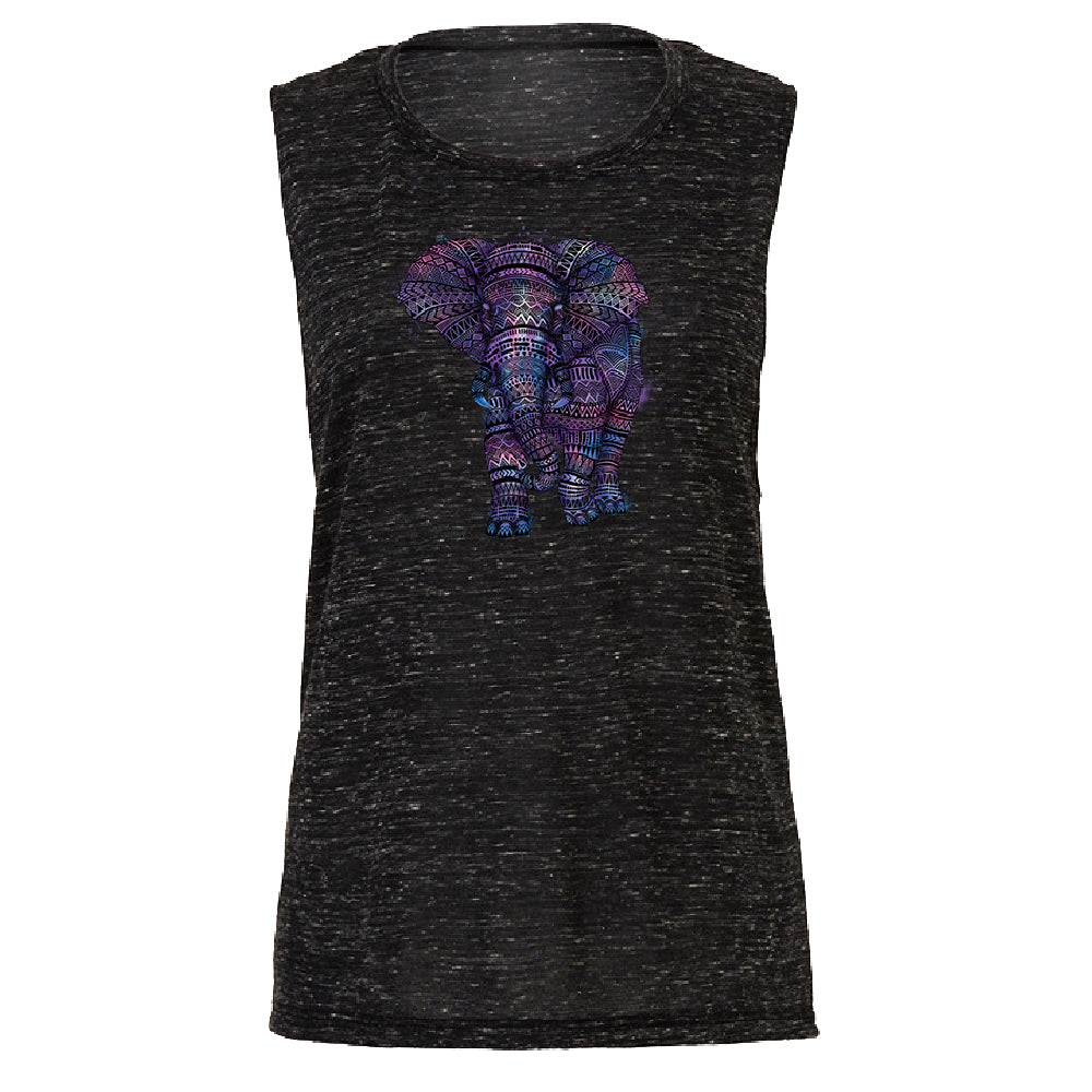 Mandala Zentangle Pastel Elephant Women's Muscle Tank Souvenir Tee 