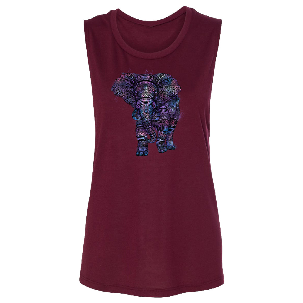 Mandala Zentangle Pastel Elephant Women's Muscle Tank Souvenir Tee 