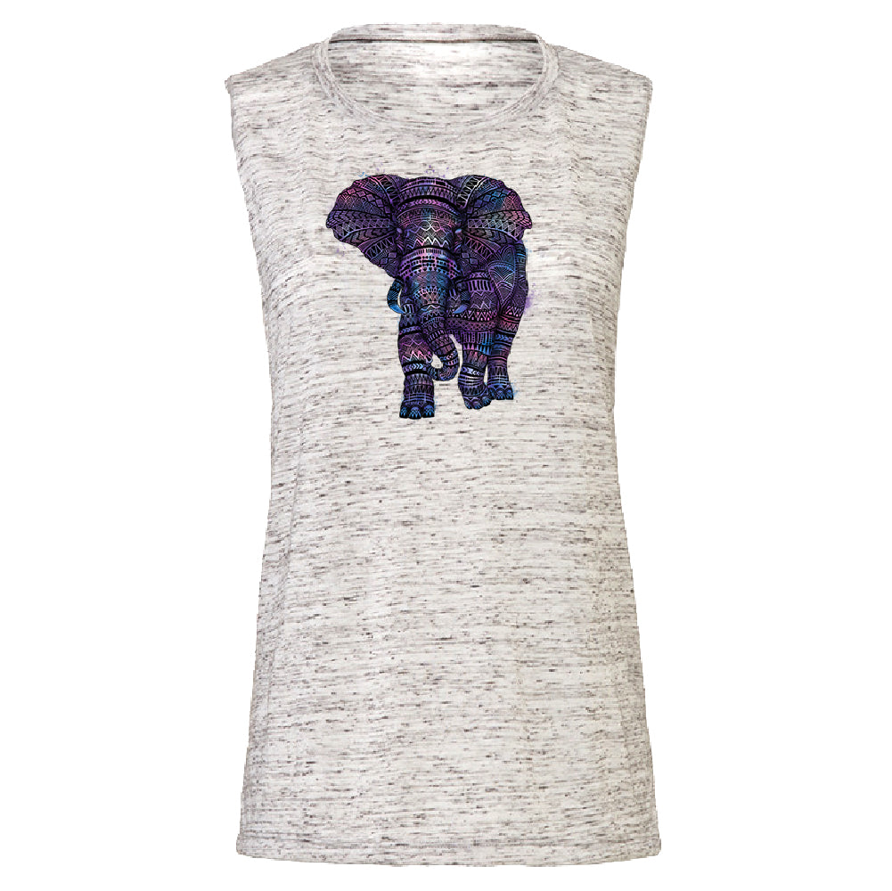 Mandala Zentangle Pastel Elephant Women's Muscle Tank Souvenir Tee 
