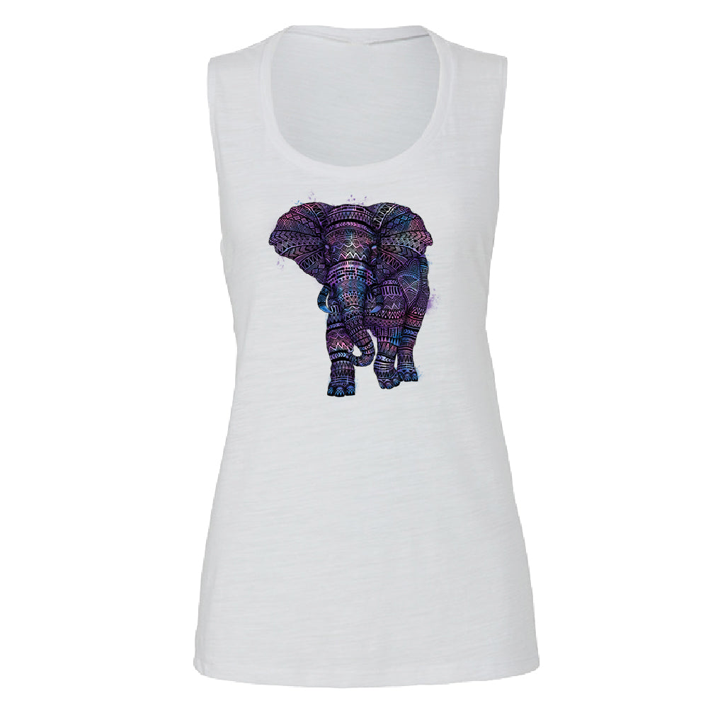Mandala Zentangle Pastel Elephant Women's Muscle Tank Souvenir Tee 