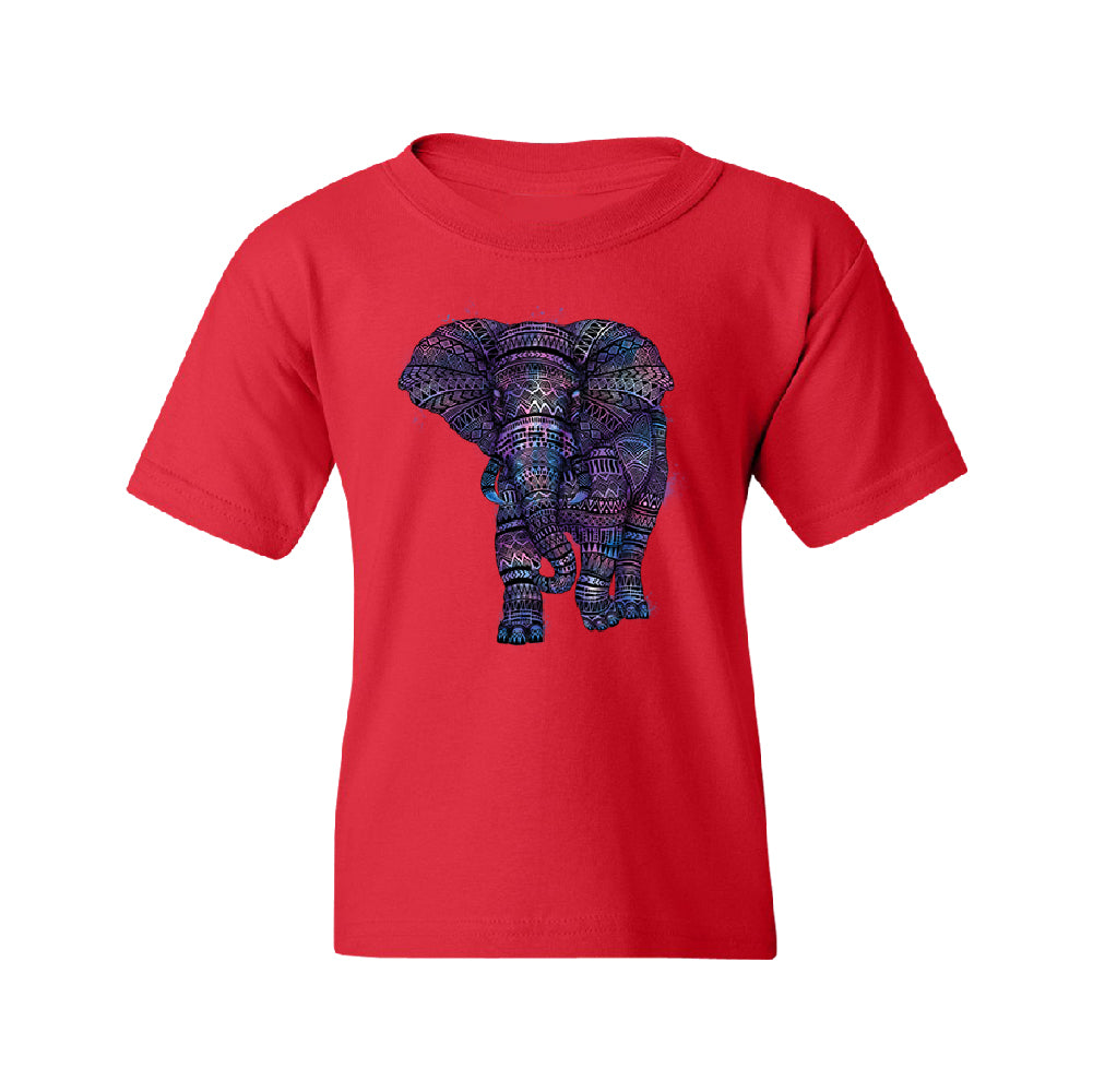 Mandala Zentangle Pastel Elephant Youth T-Shirt 