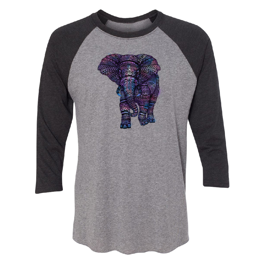 Mandala Zentangle Pastel Elephant 3/4 Raglan Tee 