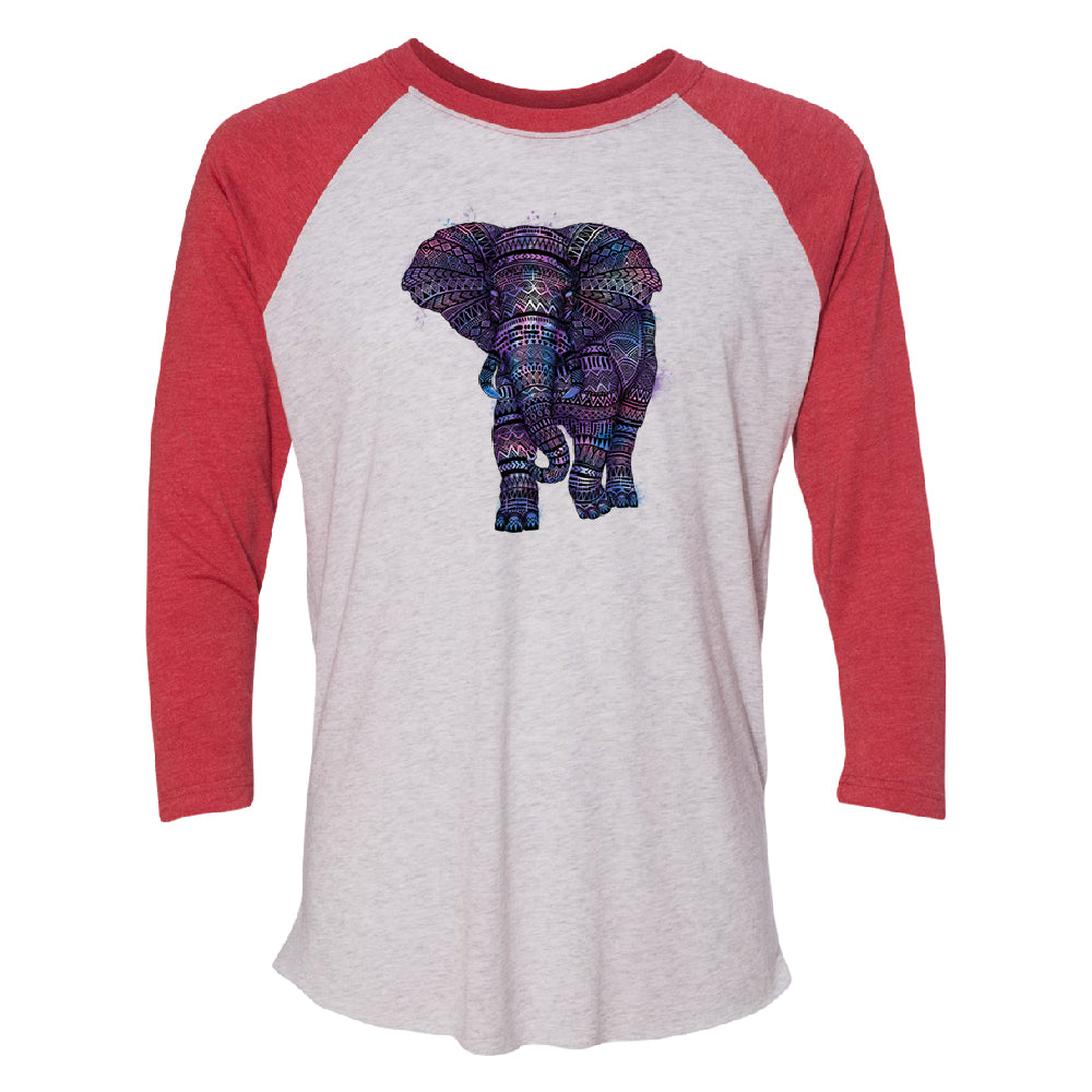 Mandala Zentangle Pastel Elephant 3/4 Raglan Tee 