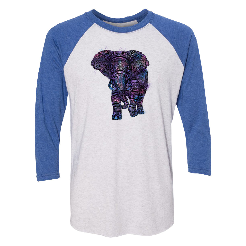 Mandala Zentangle Pastel Elephant 3/4 Raglan Tee 