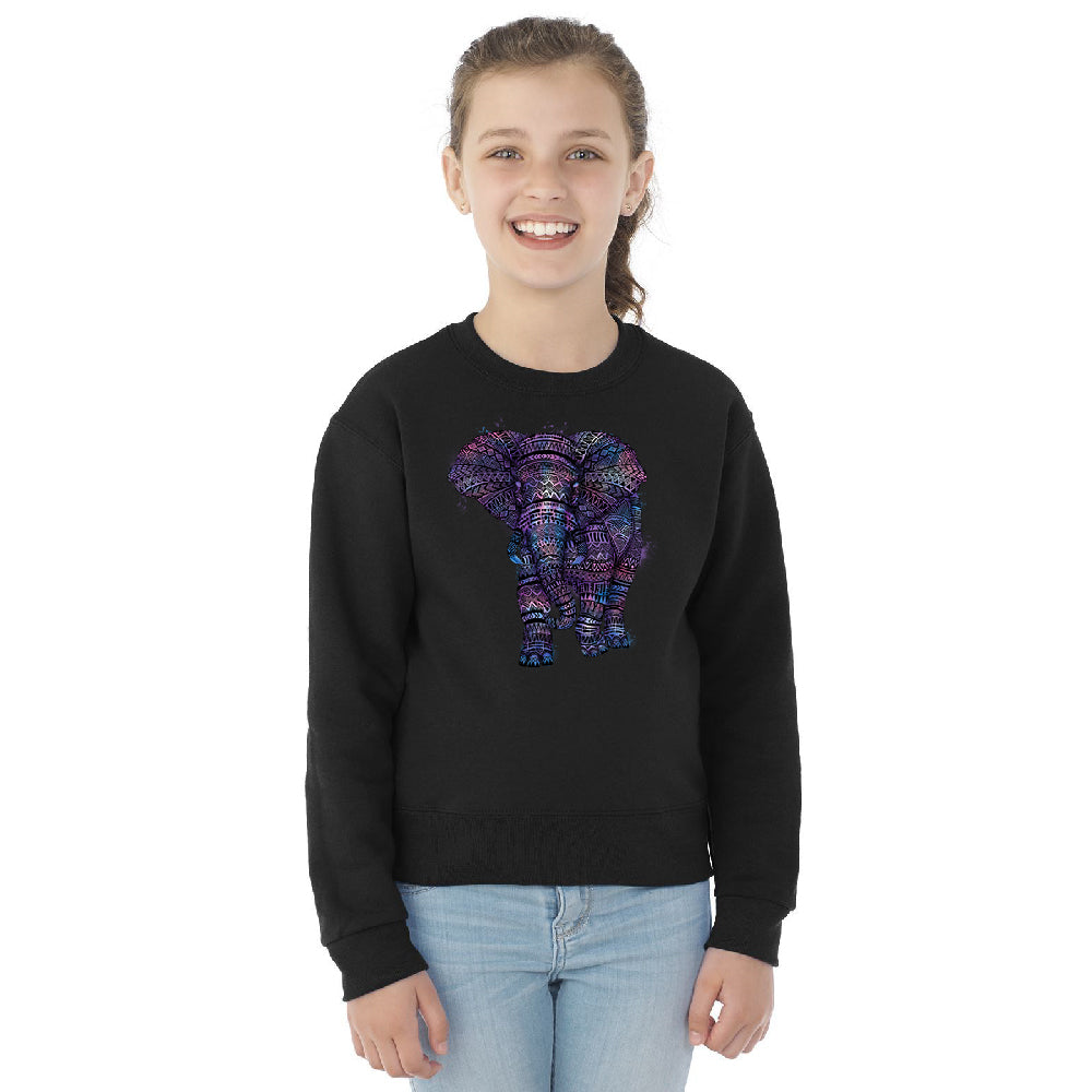 Mandala Zentangle Pastel Elephant Youth Crewneck Souvenir SweatShirt 