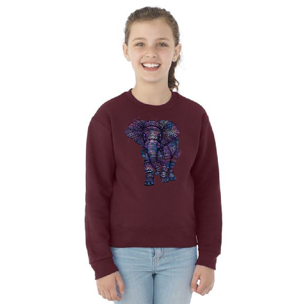 Mandala Zentangle Pastel Elephant Youth Crewneck Souvenir SweatShirt 