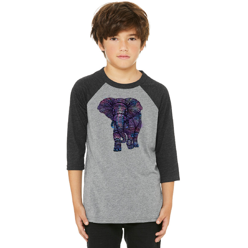 Mandala Zentangle Pastel Elephant Youth Raglan Souvenir Jersey 