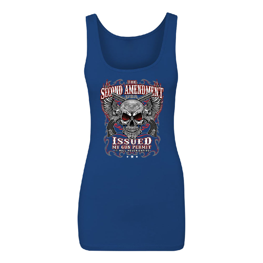 Second Amendment Never Expire Skull Women's Tank Top Souvenir Shirt 