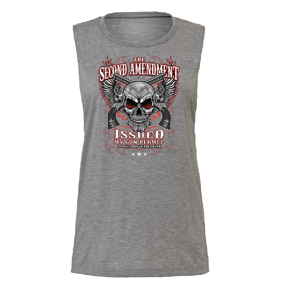Second Amendment Never Expire Skull Women's Muscle Tank Souvenir Tee 