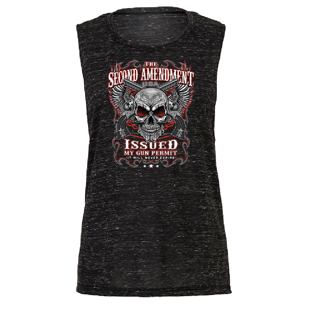 Second Amendment Never Expire Skull Women's Muscle Tank Souvenir Tee 