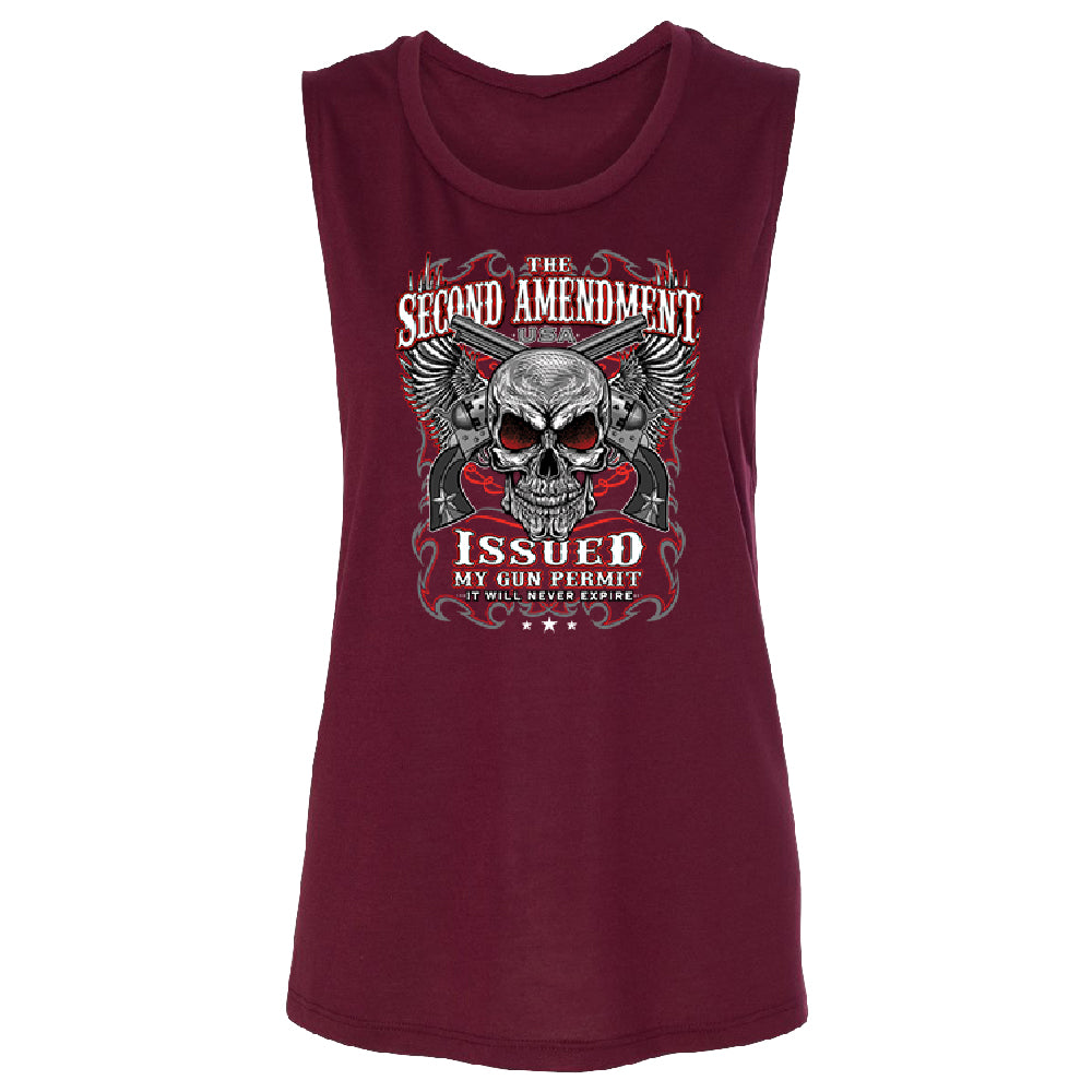 Second Amendment Never Expire Skull Women's Muscle Tank Souvenir Tee 