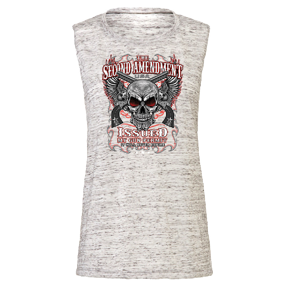 Second Amendment Never Expire Skull Women's Muscle Tank Souvenir Tee 