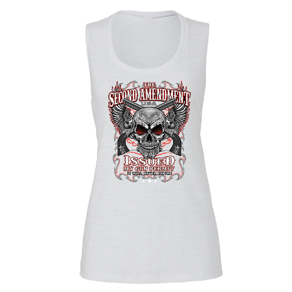 Second Amendment Never Expire Skull Women's Muscle Tank Souvenir Tee 