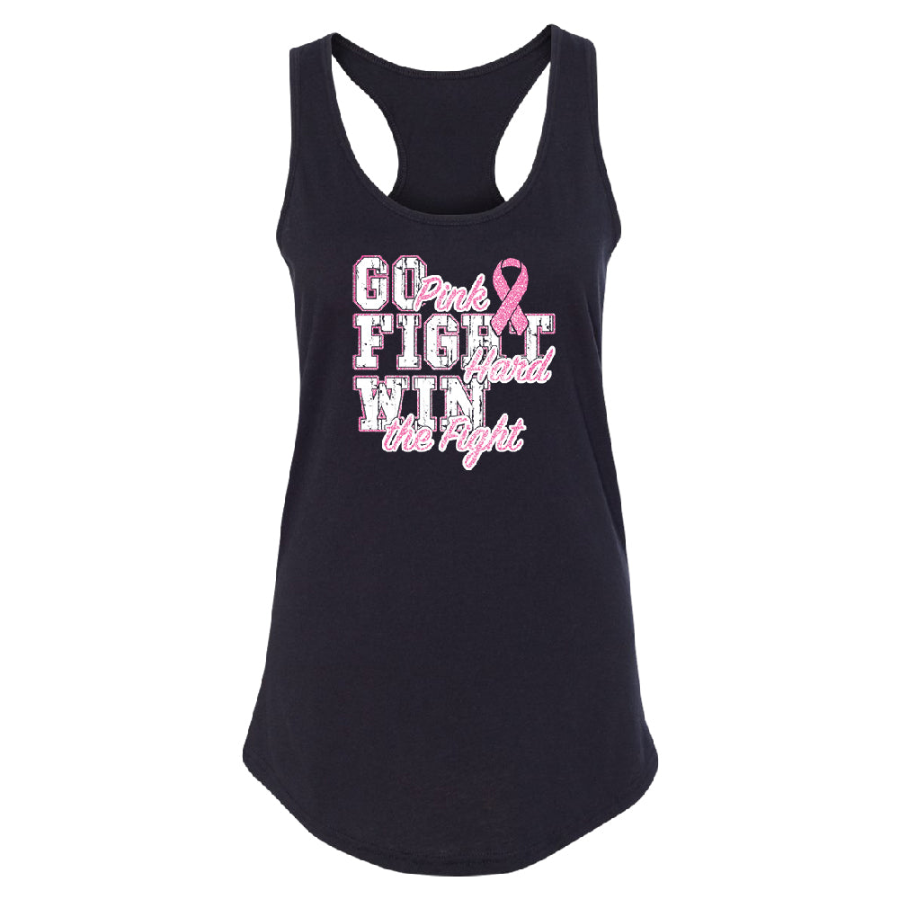 Fight Hard Win The Fight Women's Racerback Breast Cancer Awareness Shirt 