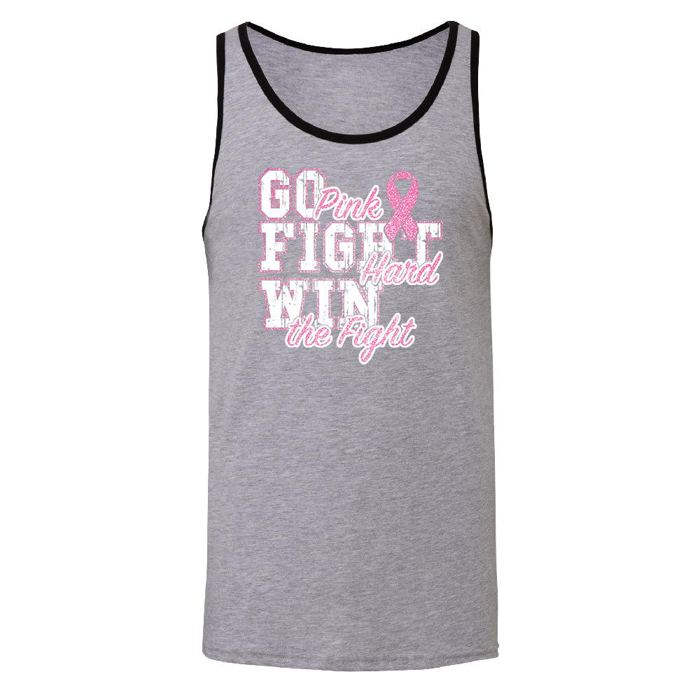 Fight Hard Win The Fight Men's Tank Top Breast Cancer Awareness Shirt 