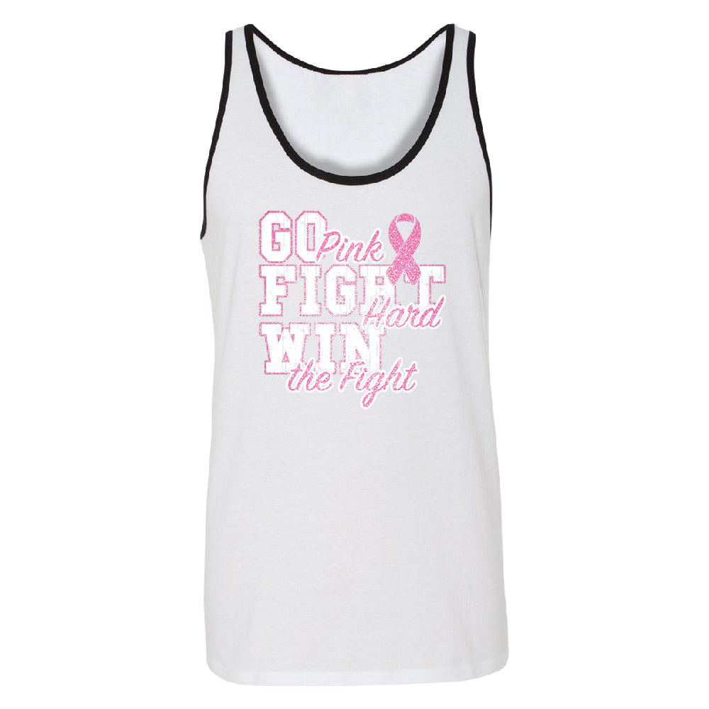 Fight Hard Win The Fight Men's Tank Top Breast Cancer Awareness Shirt 