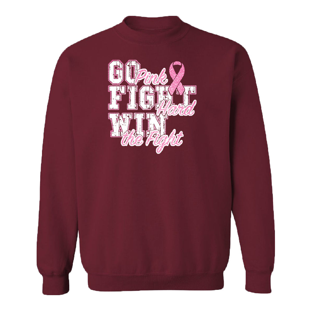 Fight Hard Win The Fight Unisex Crewneck Breast Cancer Awareness Sweater 