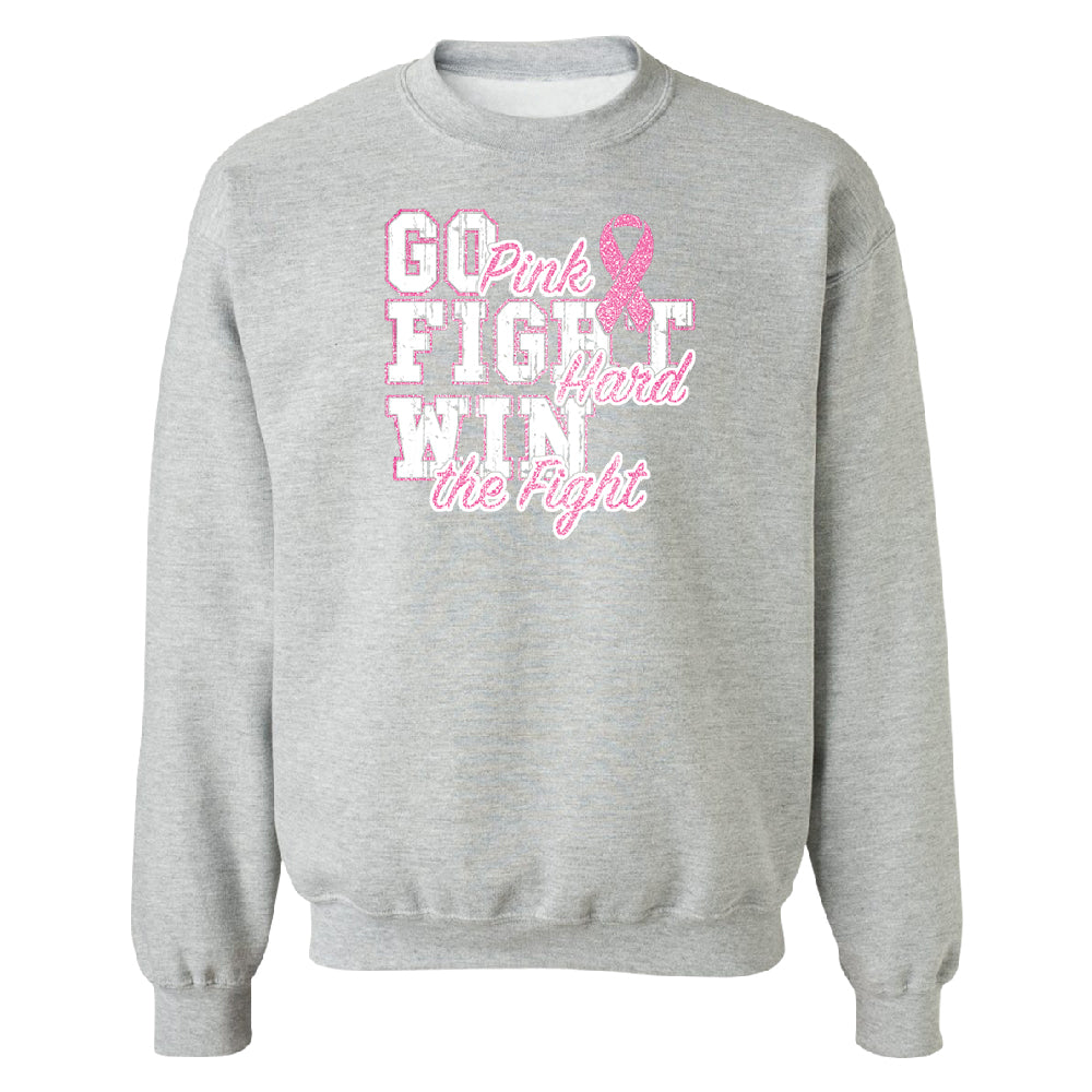 Fight Hard Win The Fight Unisex Crewneck Breast Cancer Awareness Sweater 
