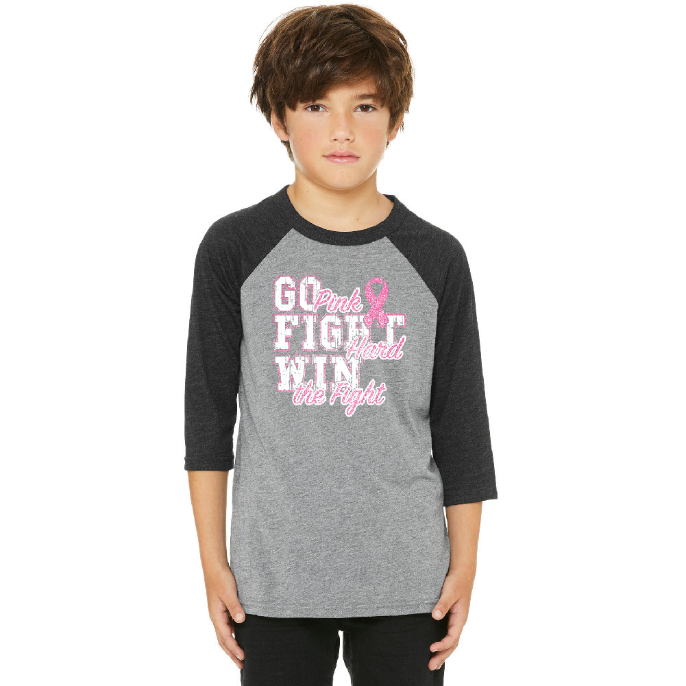 Fight Hard Win The Fight Youth Raglan Breast Cancer Awareness Jersey 