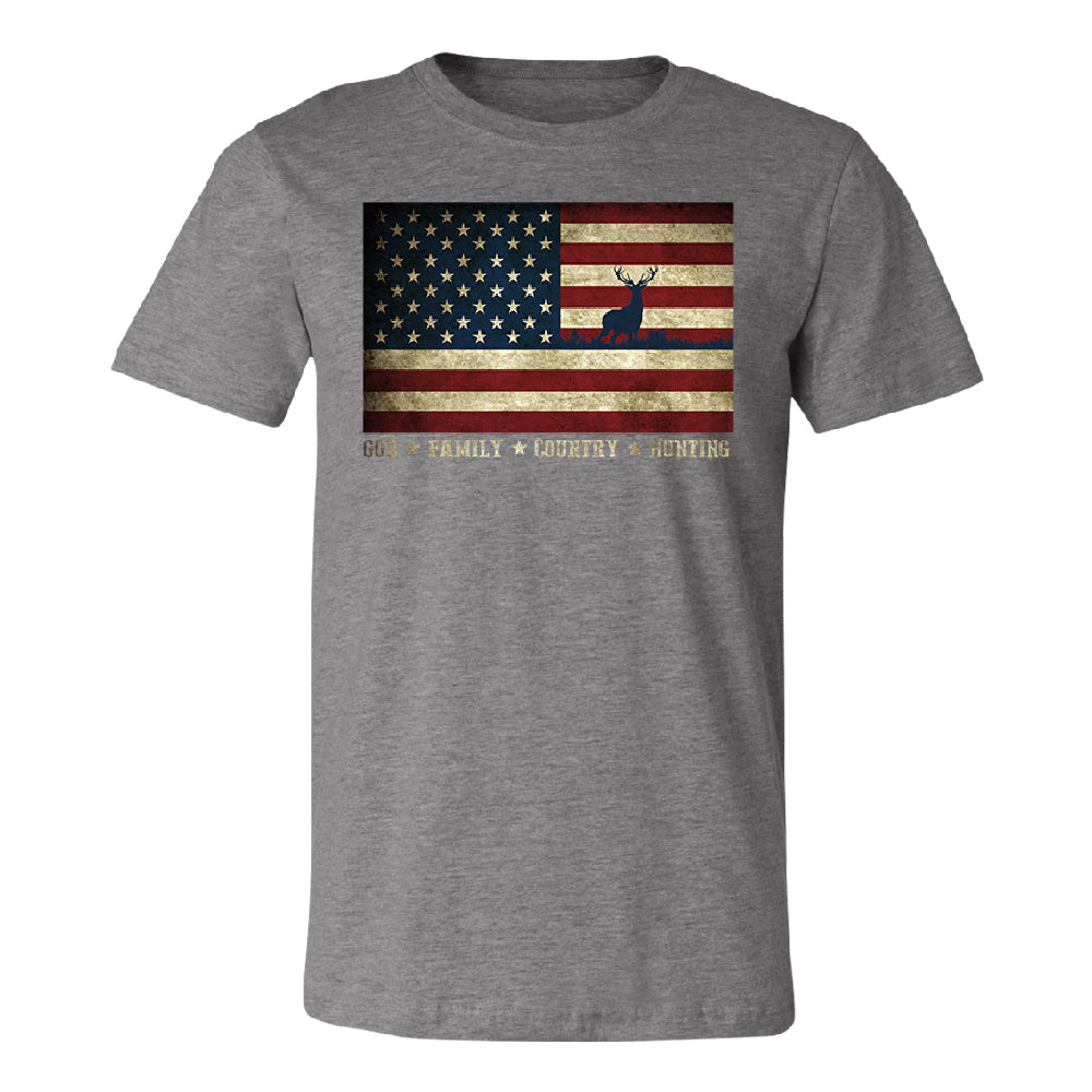 God Family Country Hunting American Flag Men's T-Shirt 