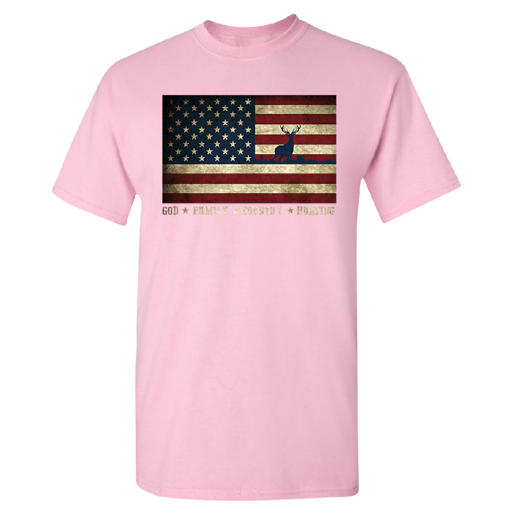 God Family Country Hunting American Flag Men's T-Shirt 
