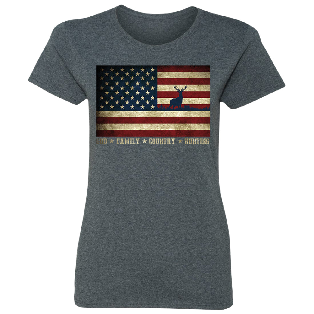 God Family Country Hunting American Flag Women's T-Shirt 