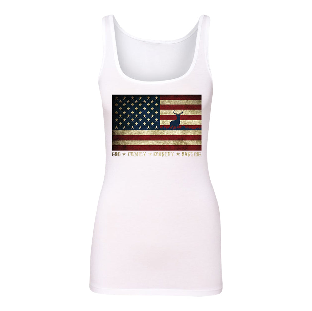 God Family Country Hunting American Flag Women's Tank Top USA Shirt 