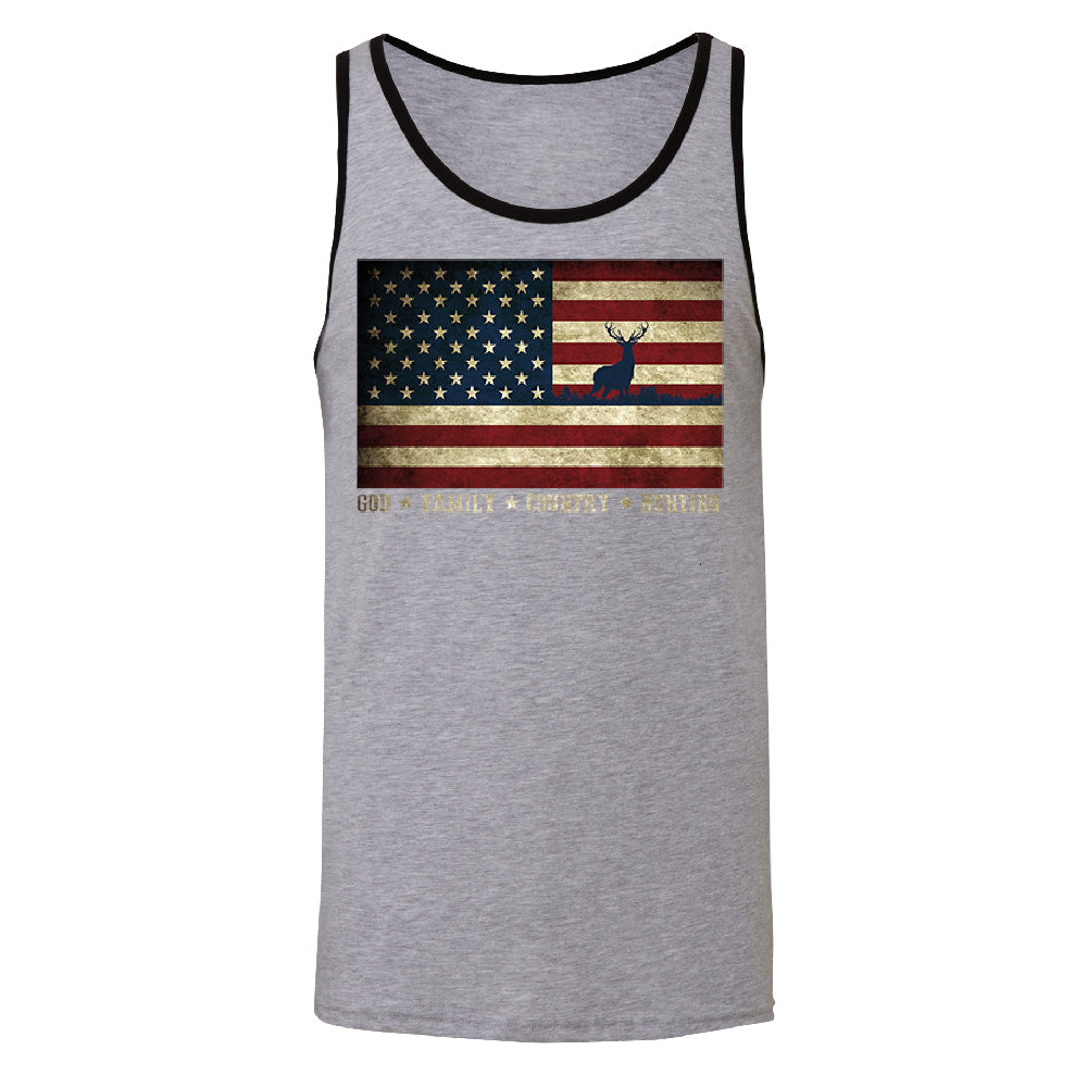 God Family Country Hunting American Flag Men's Tank Top USA Shirt 