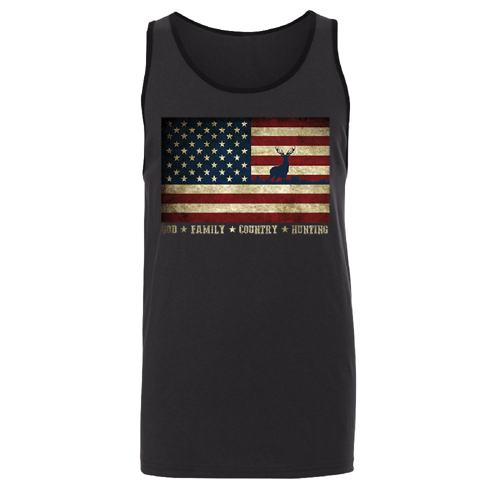 God Family Country Hunting American Flag Men's Tank Top USA Shirt 