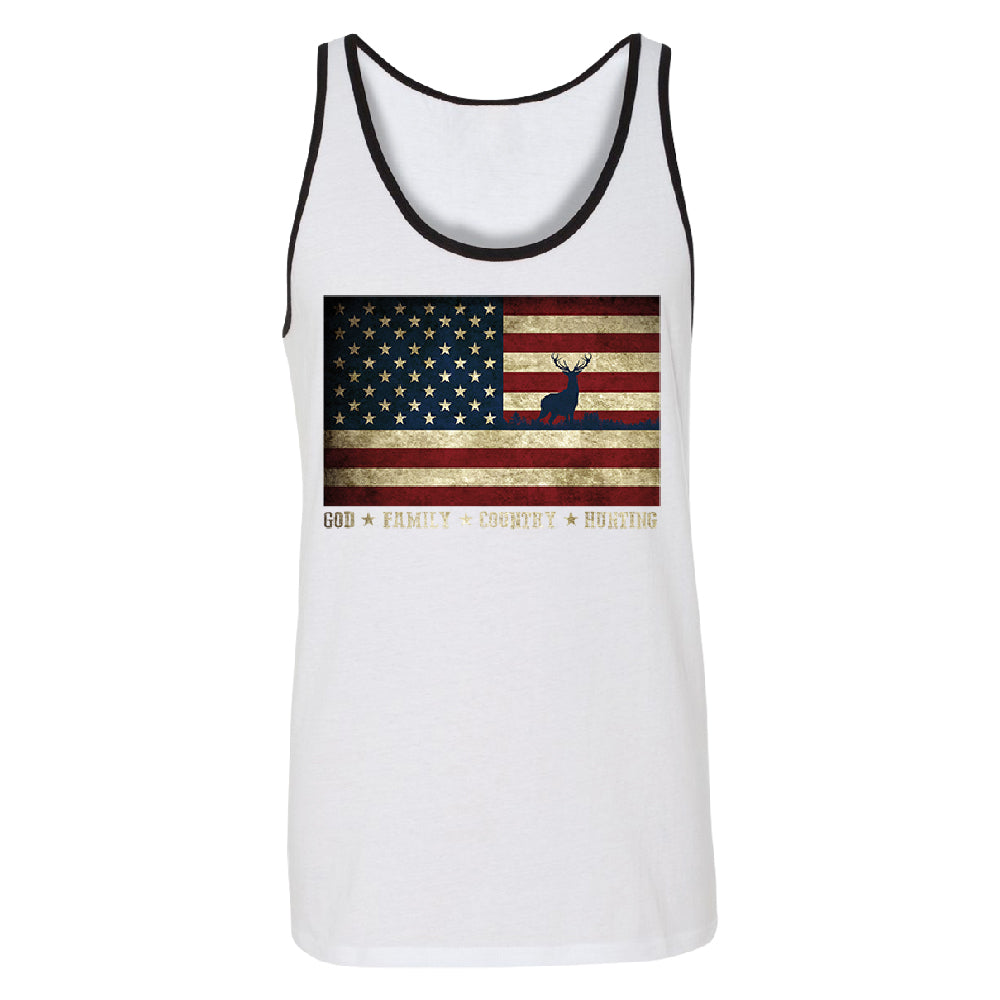 God Family Country Hunting American Flag Men's Tank Top USA Shirt 