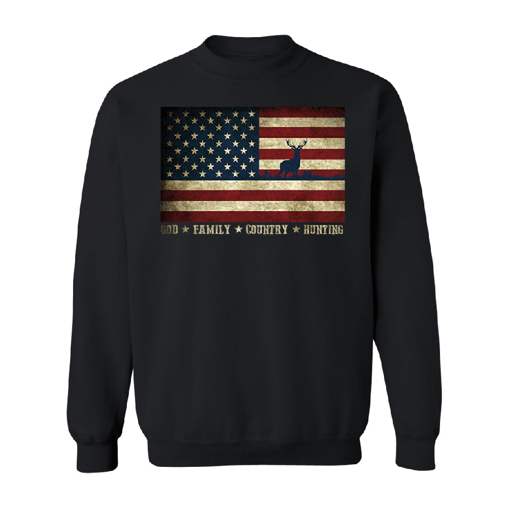 God Family Country Hunting American Flag Unisex Crewneck USA Sweater 