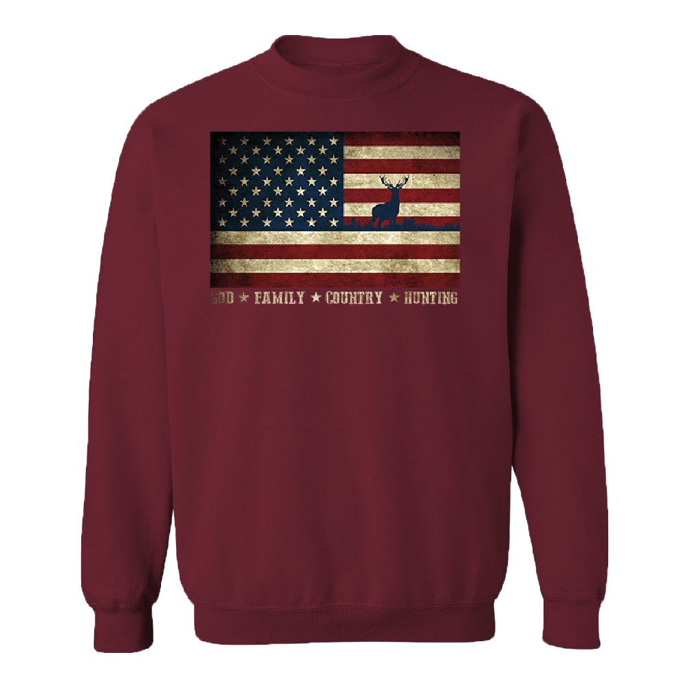 God Family Country Hunting American Flag Unisex Crewneck USA Sweater 