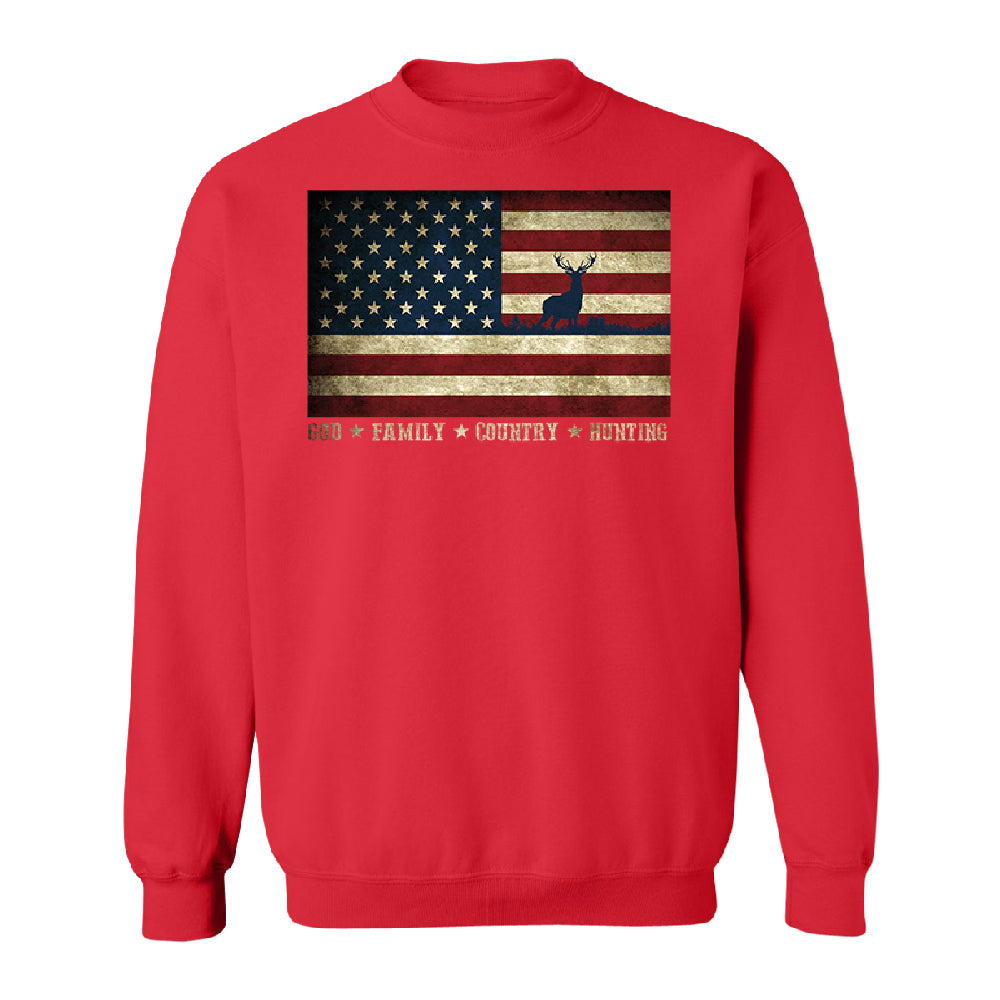 God Family Country Hunting American Flag Unisex Crewneck USA Sweater 