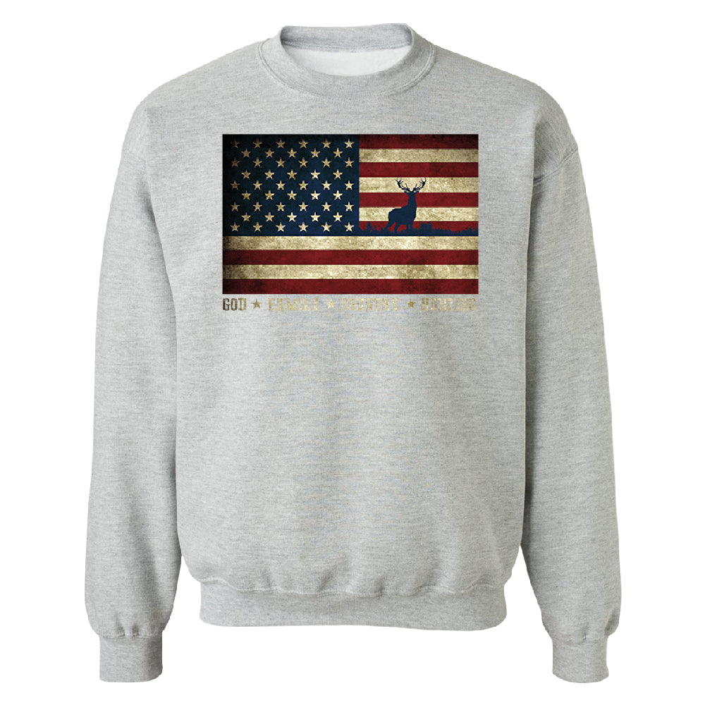 God Family Country Hunting American Flag Unisex Crewneck USA Sweater 