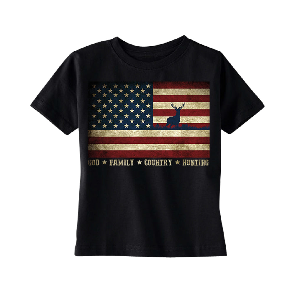 God Family Country Hunting American Flag TODDLER T-Shirt 