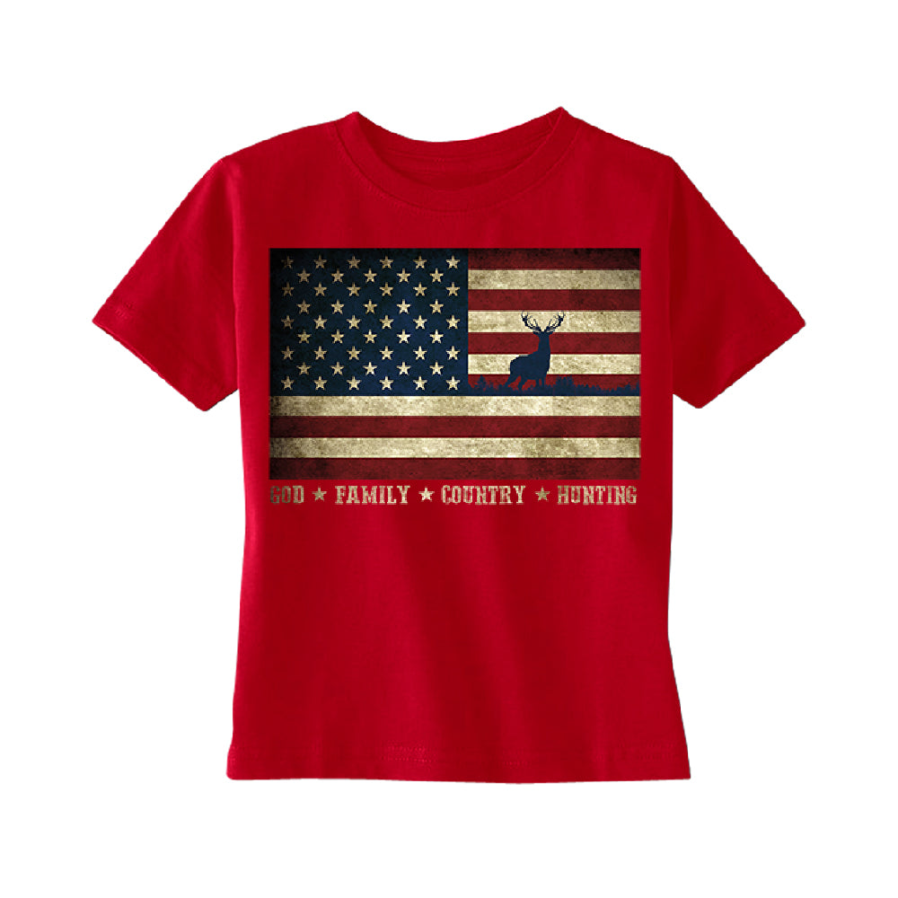 God Family Country Hunting American Flag TODDLER T-Shirt 