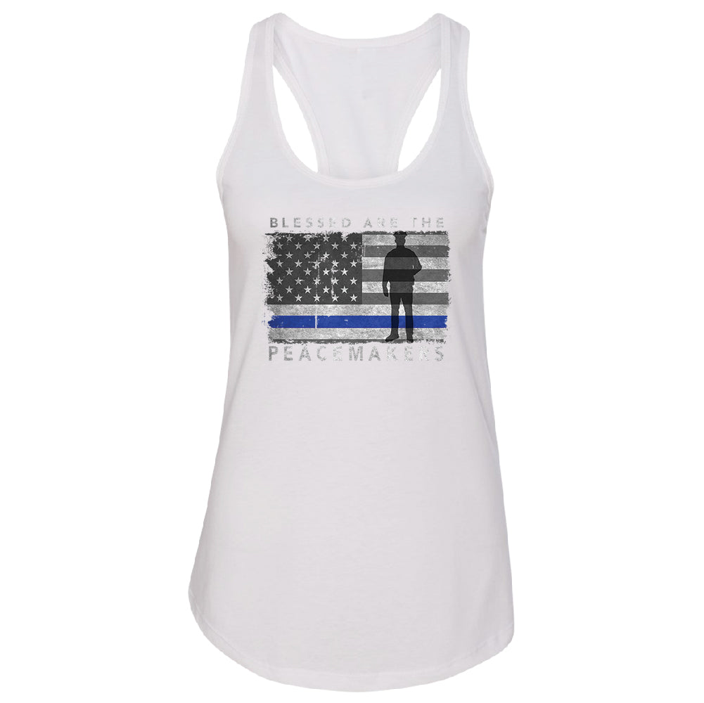 Blessed Are The Peacemakers Women's Racerback Support Law Enforcement Shirt 