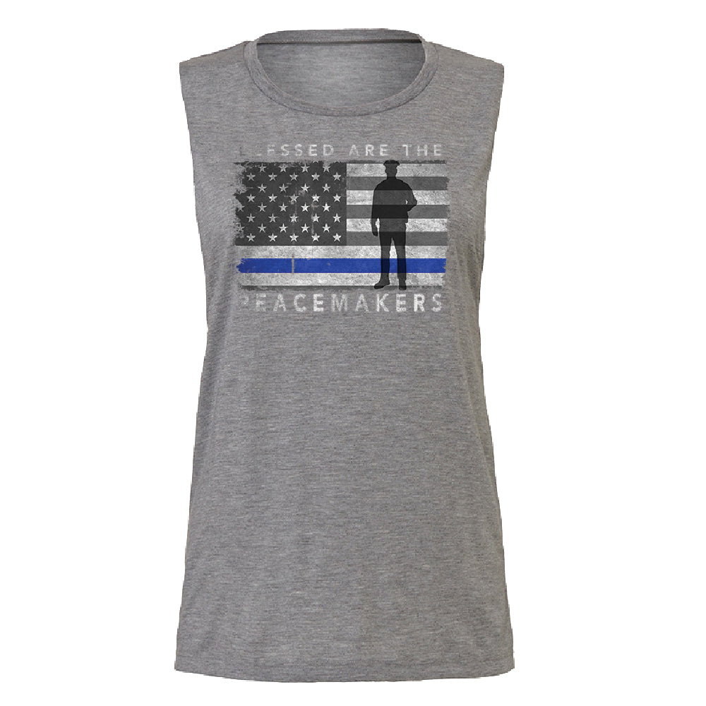 Blessed Are The Peacemakers Women's Muscle Tank Support Law Enforcement Tee 