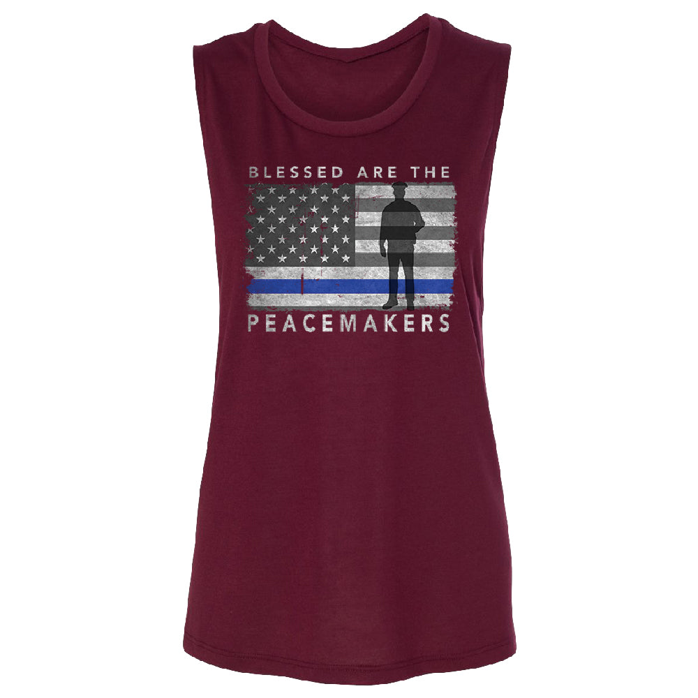 Blessed Are The Peacemakers Women's Muscle Tank Support Law Enforcement Tee 