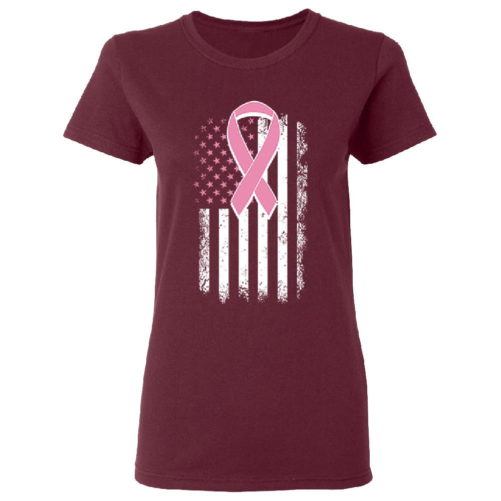 Pink Vintage American Flag Women's T-Shirt 