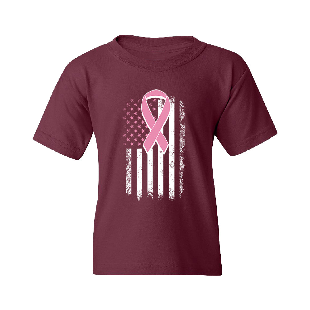 Pink Vintage American Flag Youth T-Shirt 