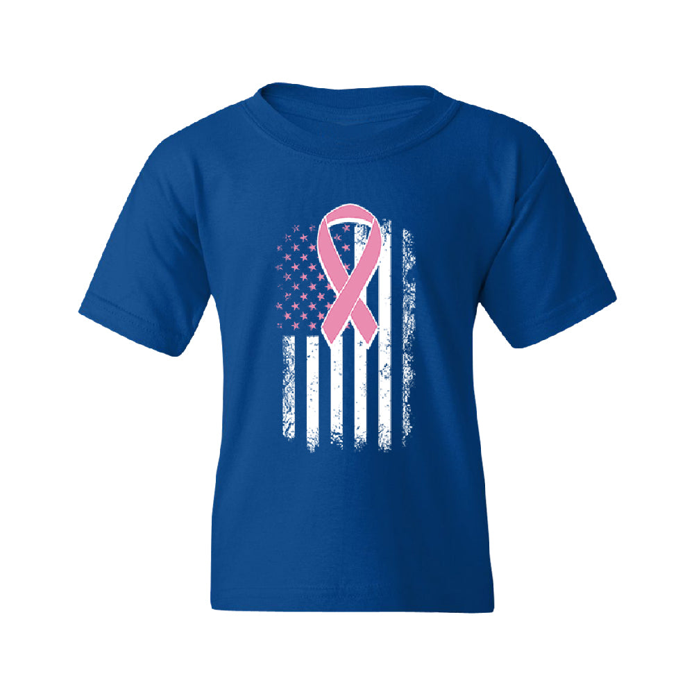 Pink Vintage American Flag Youth T-Shirt 