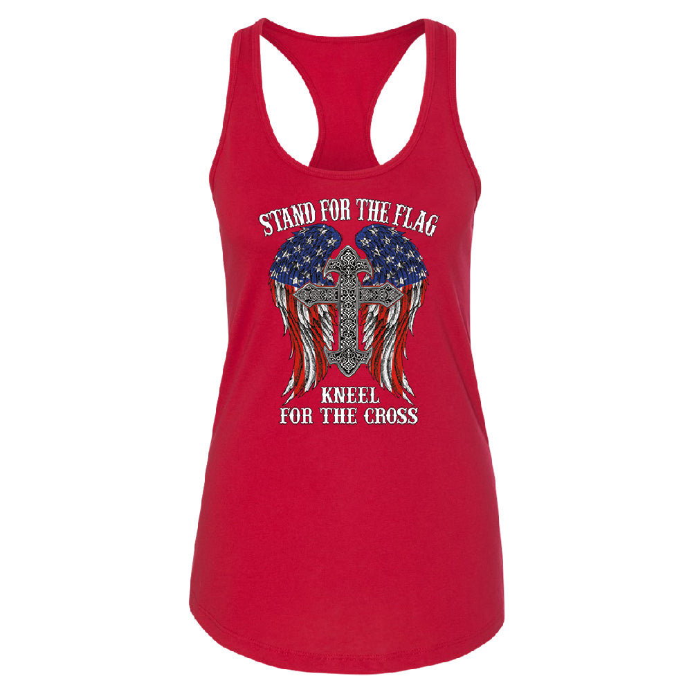 Stand For The Flag Kneel For The Cross Women's Racerback American Flag Shirt 