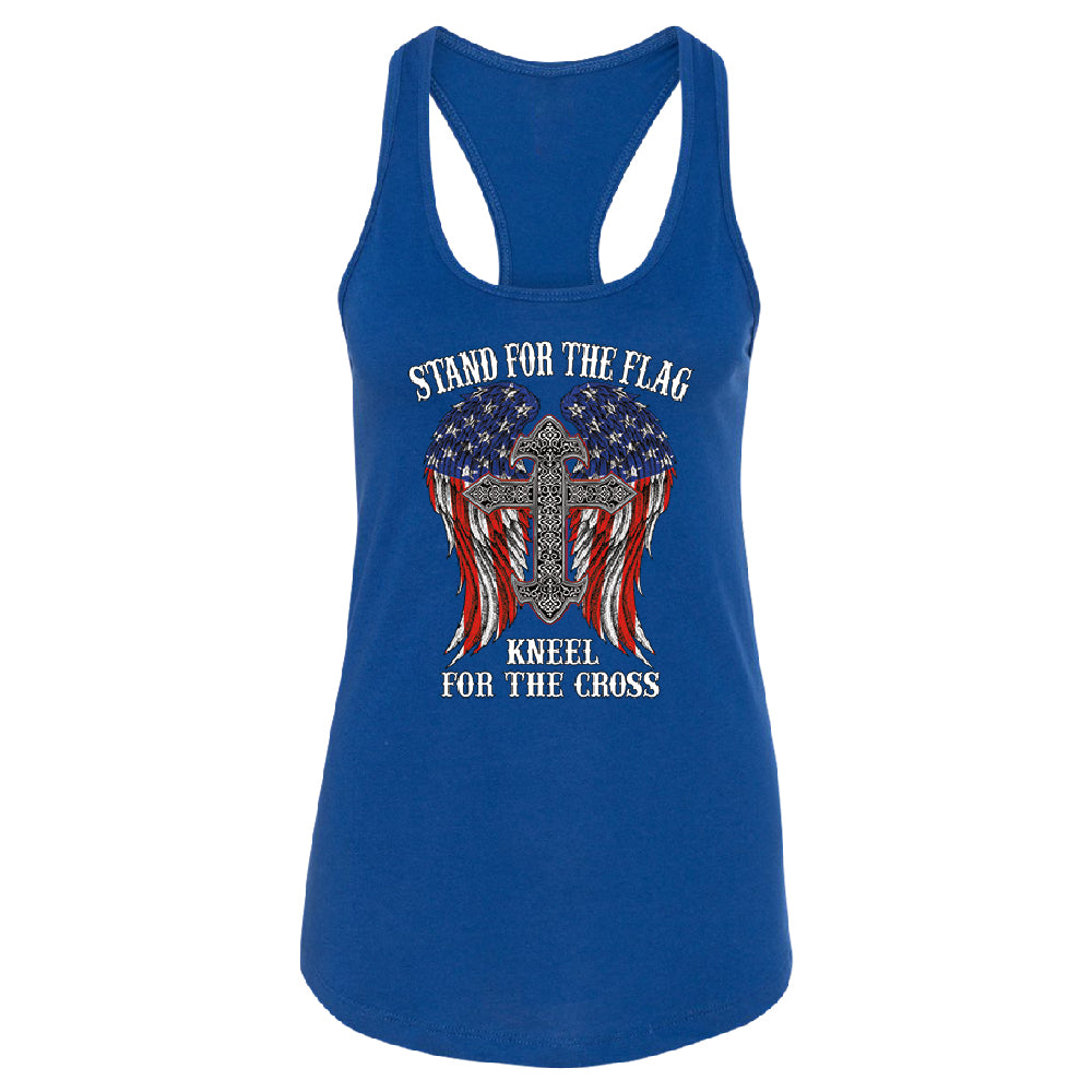 Stand For The Flag Kneel For The Cross Women's Racerback American Flag Shirt 